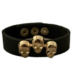 Faux Leather Skull Cuff Wristband Bracelet